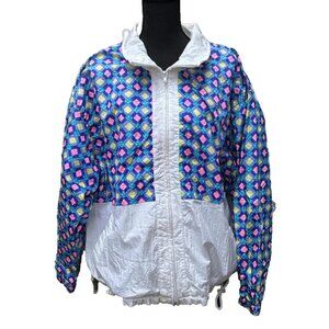 Vintage Y2K Pro Spirit Windbreaker Womens XL Full Zip Lined Sporty Preppy